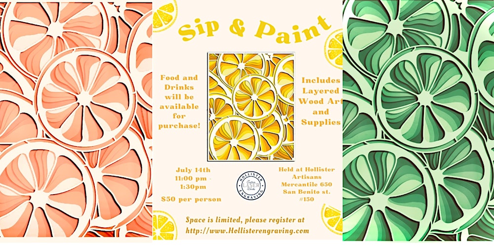 Experience the joy of crafting your own citrus masterpiece at our Citrus Summer Layered Art Class.